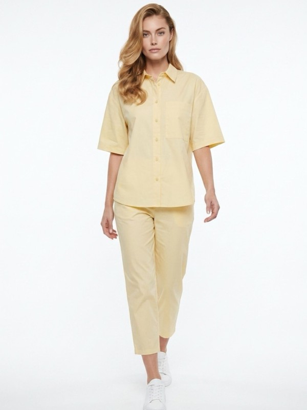 Σετ Πουκάμισο & Cropped Παντελόνι με Λάστιχο Butter Yellow