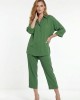 Σετ Πουκάμισο & Cropped Παντελόνι με Λάστιχο Emerald Green