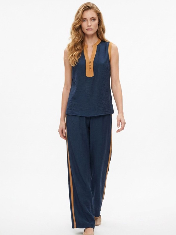 Navy set with camel details