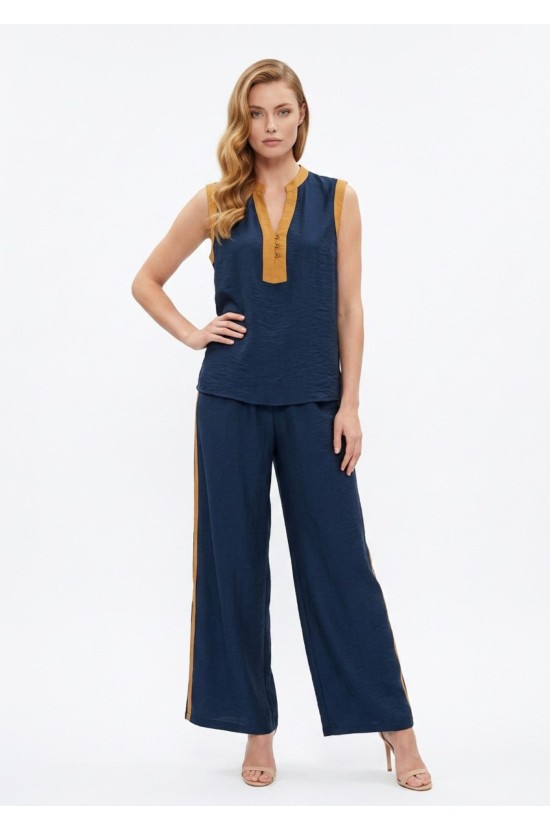 Navy set with camel details Navy set with camel details