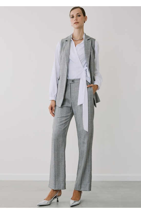 Set of Grey Striped Vest-Pants