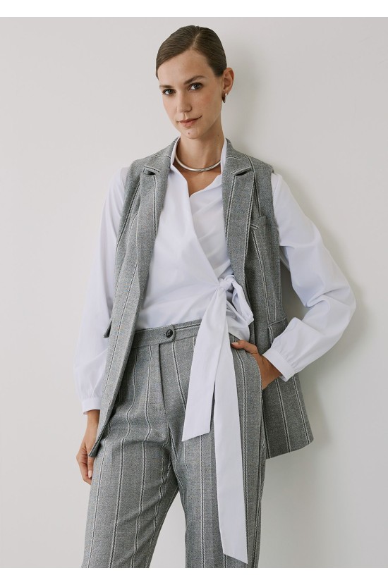 Set of Grey Striped Vest-Pants